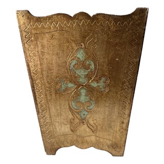 Vintage Florentine Gilt Wood Waste Basket For Sale
