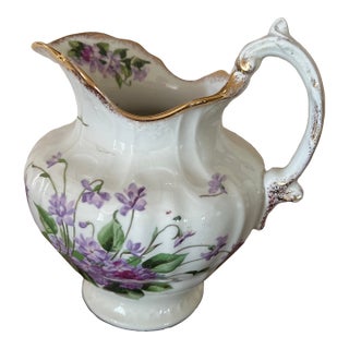 Antique Floral Patterned Lamberton Works Pitcher For Sale