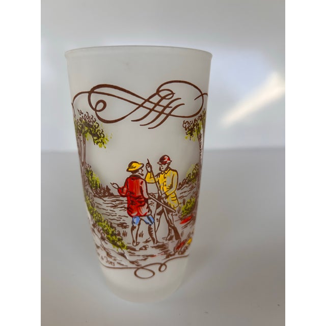 1950's Currier & Ives "Americana" Frosted Glass Tumblers -Set of 6 For Sale - Image 4 of 12