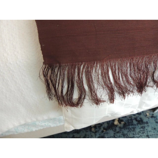 Brown and Gold Silk Woven Textile Panel with Fringes For Sale - Image 4 of 6