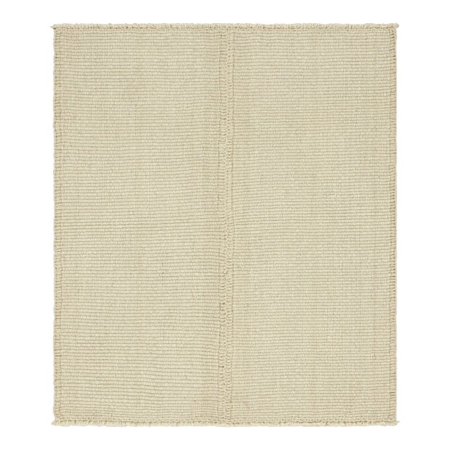 Rug & Kilim’s Contemporary Kilim in Cream White Textural Stripes For Sale