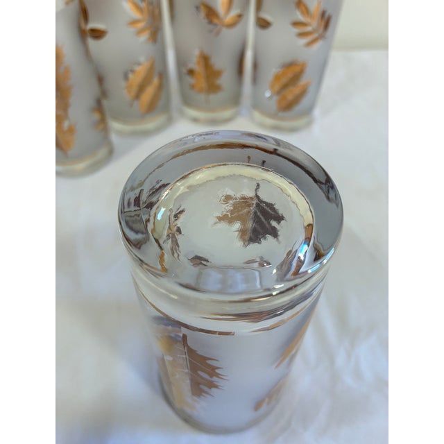Gold Vintage Mid 20th Century Cocktail Glasses by Libbey With Gold Leaf Design - Set of 5 For Sale - Image 8 of 12