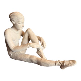 Austin Productions Seated Ballerina Tying Pointe Shoe Sculpture-Ballet Art-Dance For Sale