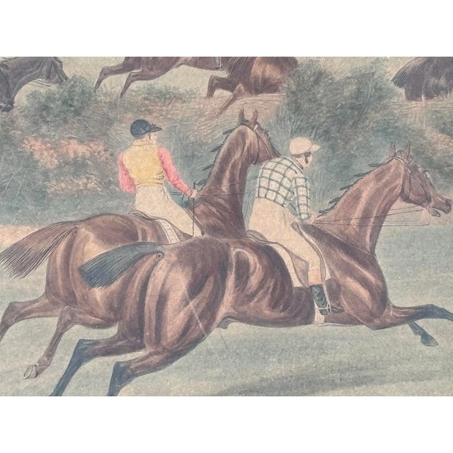 Pink Grand Steeple Chase - Large, Orig. 19th C. Equestrian Color Print in Period Frame - 1837 For Sale - Image 8 of 14