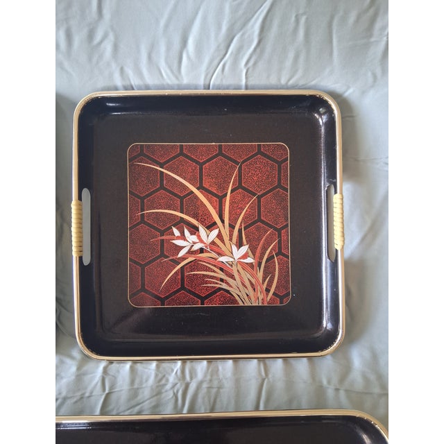 Vintage Japanese Style Serving Trays - A Set For Sale - Image 11 of 12