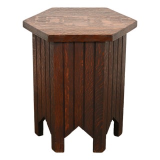Stickley Brothers Style Antique Mission Oak Arts & Crafts Tabouret Side Table, Circa 1910 For Sale