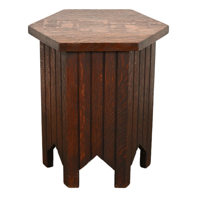 Stickley Brothers Style Antique Mission Oak Arts & Crafts Tabouret Side Table, Circa 1910 For Sale