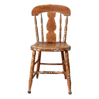 Antique Splat Back Primitive Chair For Sale