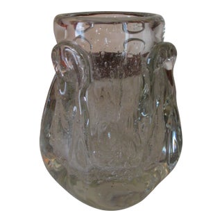 1950s French Modernist Style Crystal Vase by Cristallerie Schneider For Sale