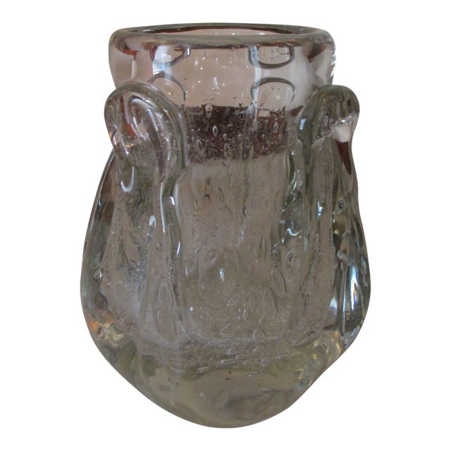 1950s French Modernist Style Crystal Vase by Cristallerie Schneider For Sale