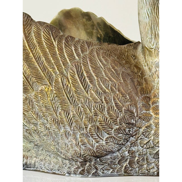 Brass Mid Century Italian Brass Swan Planter For Sale - Image 8 of 13