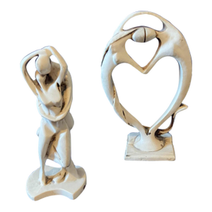 1960s f​Mid-Century Modern A. Santini Italy Signed Alabaster Sculptures - A Pair