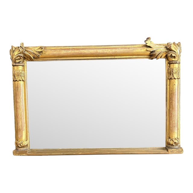 19th Century French Empire Giltwood & Gesso Mantel Mirror — 22" X 34" For Sale