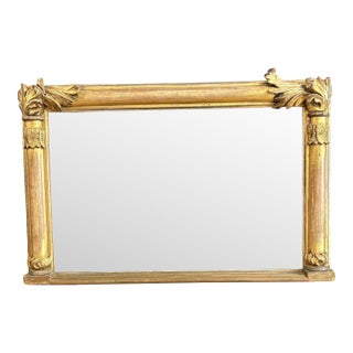 Antique 19th Century French Empire Giltwood Gesso Mantel Mirror With Foxed Glass For Sale