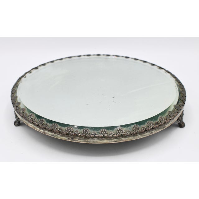 Mid 20th Century Art Nouveau Silver Plated Mirrored Plateau Tray For Sale - Image 4 of 11