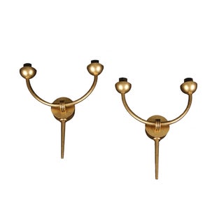 French Art Deco Gilt Sconces - A Pair For Sale