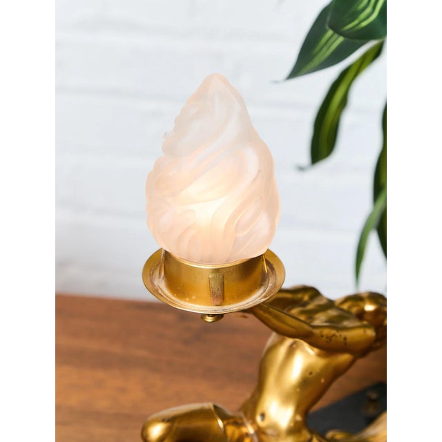 Early 20th Century Styled After Frankart Ronson Nude Art Deco Lamp Solid Brass For Sale In Los Angeles - Image 6 of 7