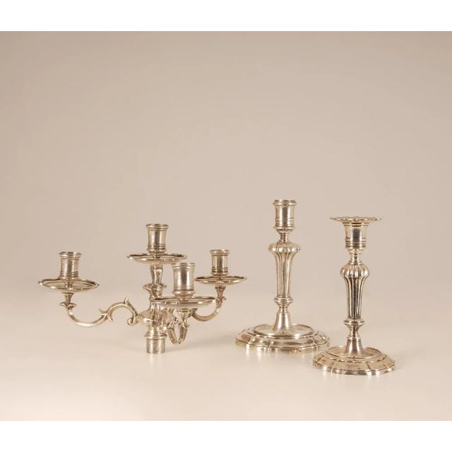 18th Century Sterling Silver Italian Rococo Style Candelabra, Set of 2 For Sale - Image 7 of 8