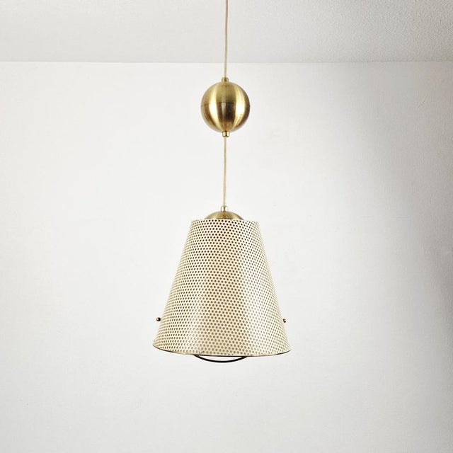 Mid-Century Modern Pendant Lamp in Brass and Perforated Sheet Metal from Erco, 1960s For Sale - Image 3 of 18
