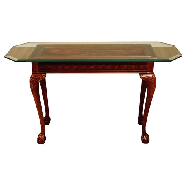 Early 20th Century Exquisite Chippendale Revival Glass Top Console Table For Sale In Raleigh - Image 6 of 12
