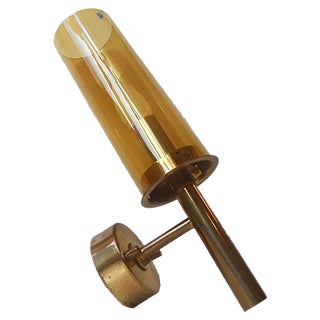 Brass & Glass Tubular Wall Sconce by Hans-Agne Jakobsson for Markaryd AB For Sale