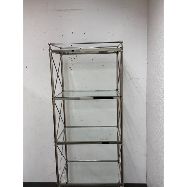 Vintage Chrome With Glass Shelving Campaign Style Etagere For Sale - Image 9 of 12