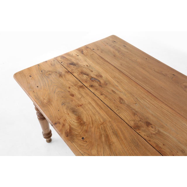 French Wabi Sabi Style Dining Table in Elm with Drawer, 1850s For Sale - Image 12 of 14