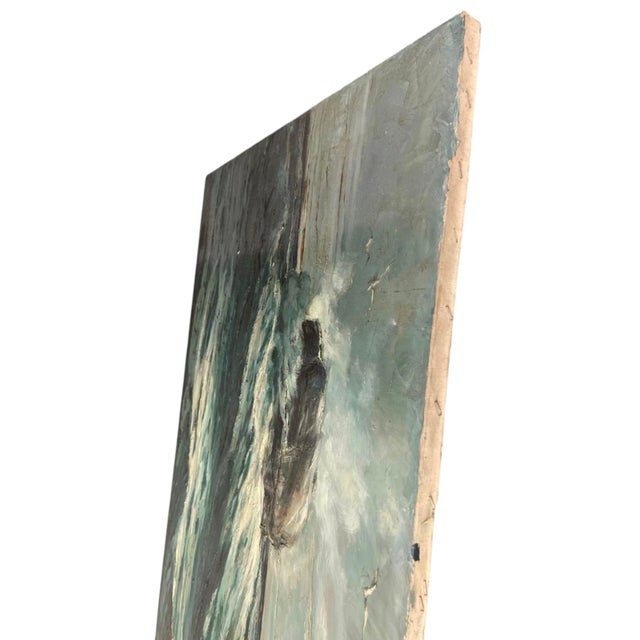 Painting – Mid-Century Impressionist Seascape With Crashing Waves & Seagulls (1969) For Sale In West Palm - Image 6 of 12