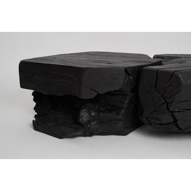 Sculptural Side Table in Burnt Black Wood by Logniture For Sale - Image 9 of 18