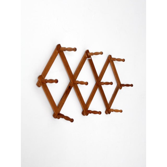 Brown Vintage Wooden Accordion Peg Rack For Sale - Image 8 of 15