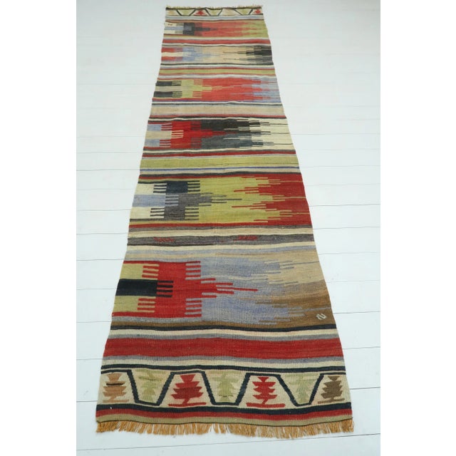 Mid 20th Century Vintage Turkish Kilim Runner-2′9″ × 10′6″ For Sale - Image 13 of 13