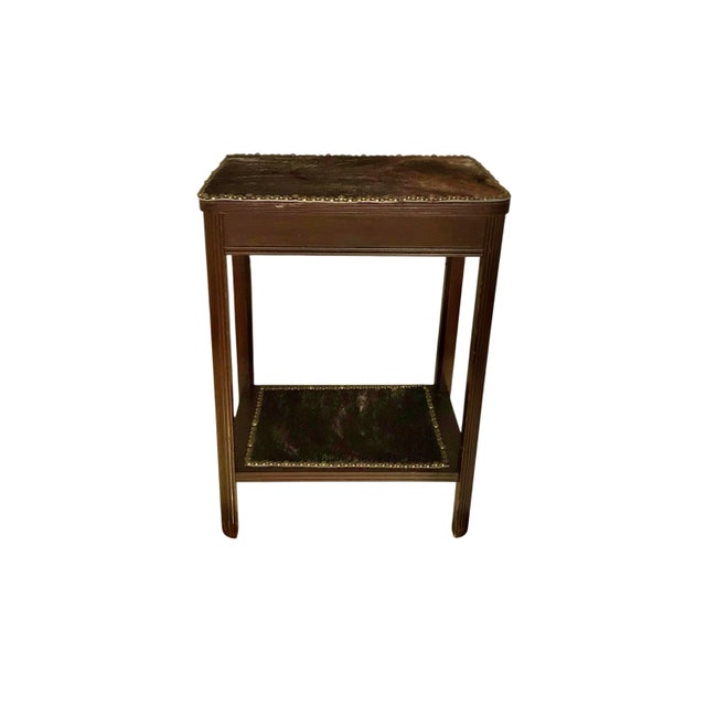 Mid 20th Century Side Table Cow Hide Top Nailhead Trim Vintage Handcrafted Rustic Western Decor For Sale - Image 4 of 5