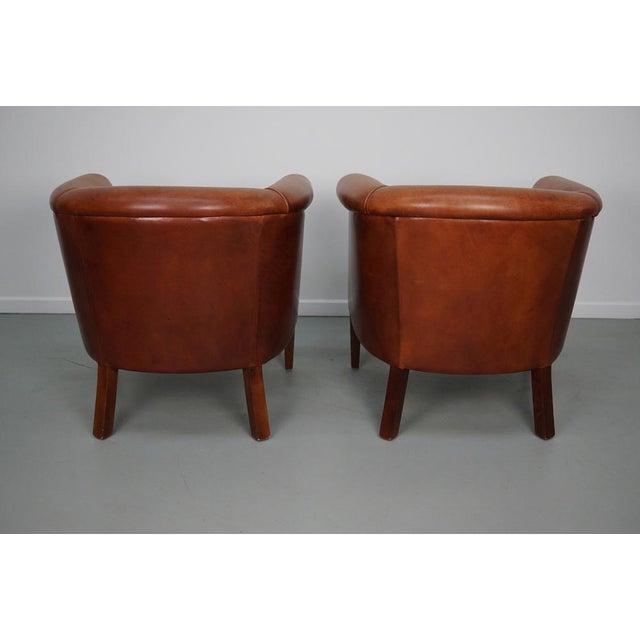 1970s Vintage Dutch Cognac Colored Leather Club Chairs, 1970s, Set of 2 For Sale - Image 5 of 16