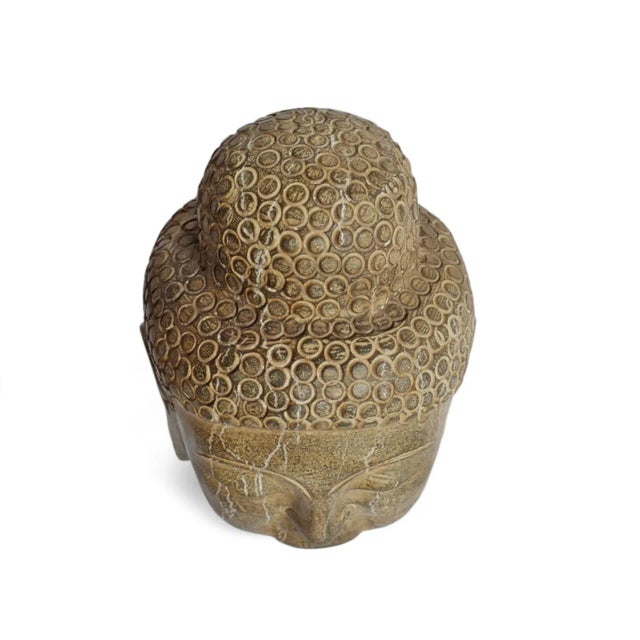 Mid 20th Century Vintage Stone Asian Buddha Head Sculpture For Sale - Image 5 of 6