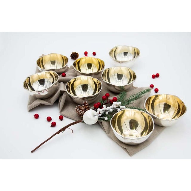 Washbasins in Smooth Silver, Set of 8 For Sale - Image 5 of 5