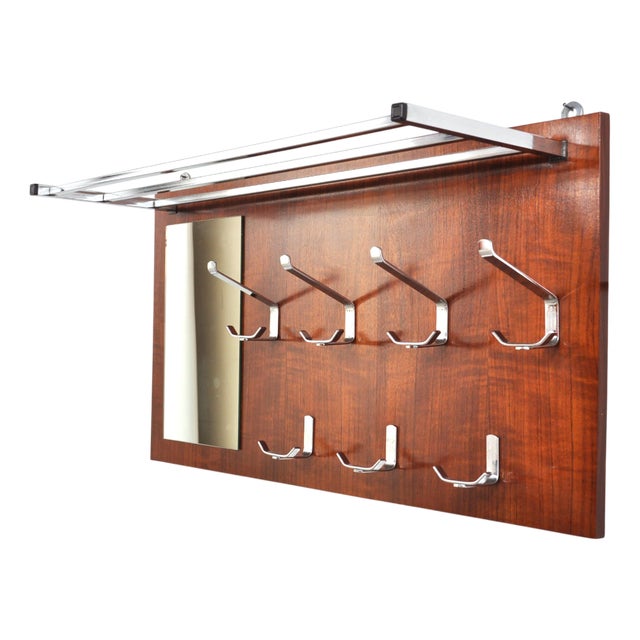 Vintage Coat Rack with Mirror, 1960s For Sale