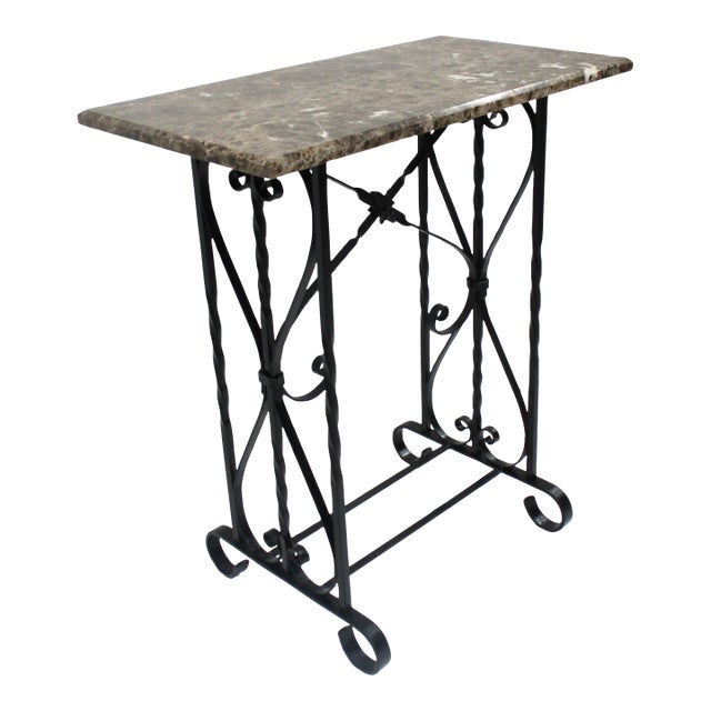 Marble Iron Console Table in the Style of Art Deco / Mid Century For Sale