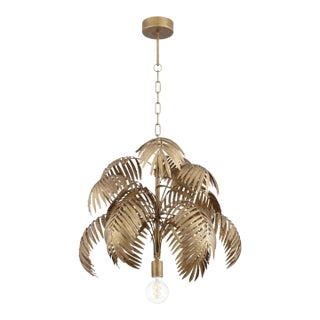 1970s Gold Medal Palm Leaf Chandelier For Sale