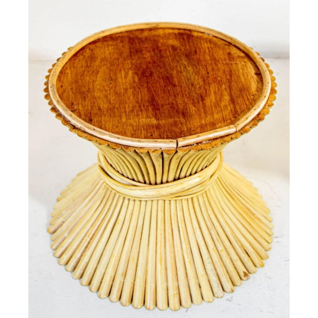 McGuire Sheaf of Wheat Bamboo Round Side Tables a Pair 1970s For Sale - Image 10 of 10