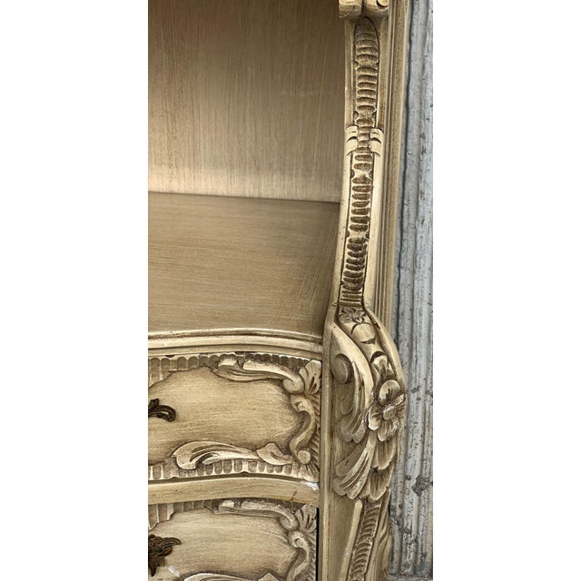 Carved French Rococo Style Pair of Nightstands with Open Shelve, circa 1930s For Sale - Image 11 of 18
