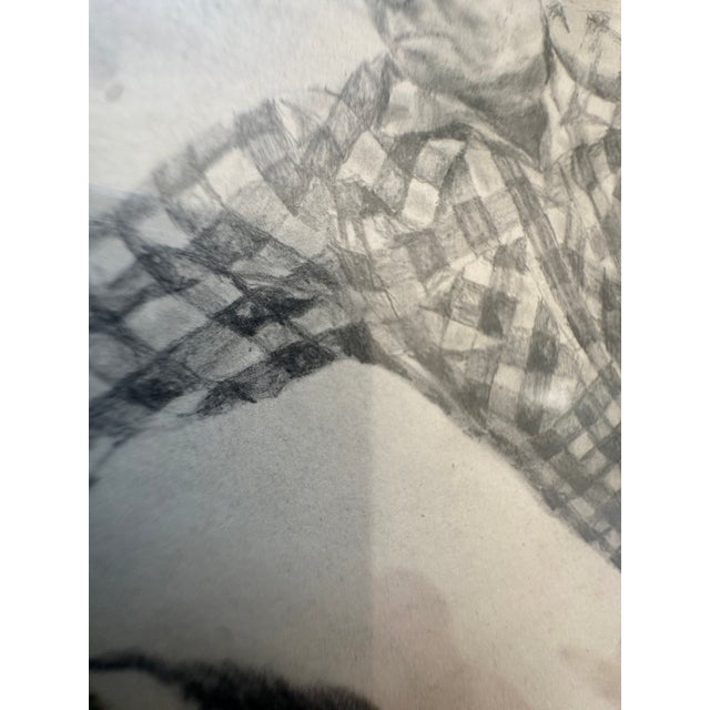 80s Original Pencil Drawing of Cowboy For Sale - Image 4 of 6