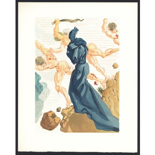 1963 Dalí Divine Comedy Engraving Enfer Chant 19 "Les Séducteurs" (The Seducers) For Sale