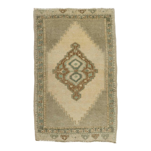 Turkish Mini Rug Oriental Hand Knotted Vintage Rug 1'9" x 3'3" #21140 For Sale
