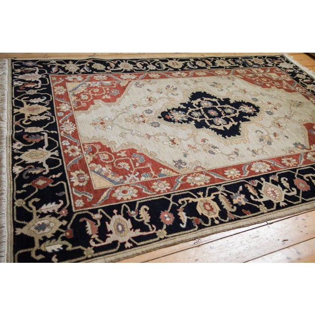 Black Vintage Armenian Serapi Design Rug - 6'2" X 9'1" For Sale - Image 8 of 12