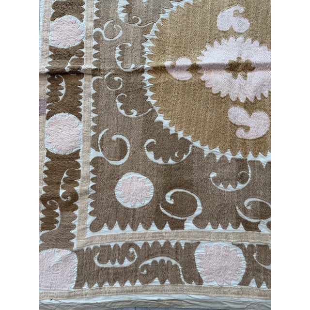 Boho Samarkand Suzani Tablecloth — 4'4'' X 4'7'' For Sale In New York - Image 6 of 9