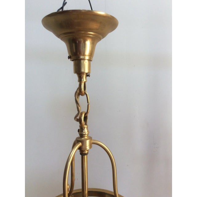 Traditional Gilt Brass Petite Round Lantern with Canopy For Sale - Image 3 of 8
