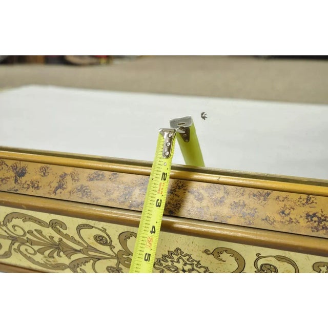 Glass Vintage Hollywood Regency Gilt Gold Leaf Italian Style Rectangular Wall Mirror For Sale - Image 7 of 12