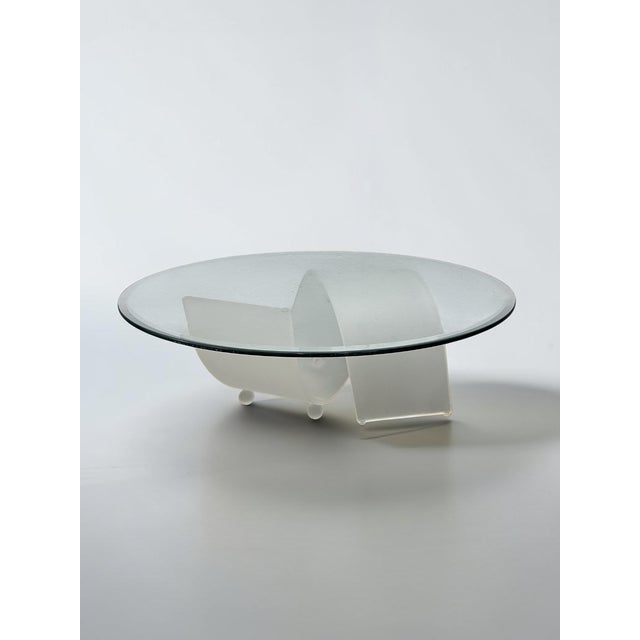 Vintage 1970s Space Age Frosted Acrylic & Glass Coffee Table For Sale - Image 4 of 7