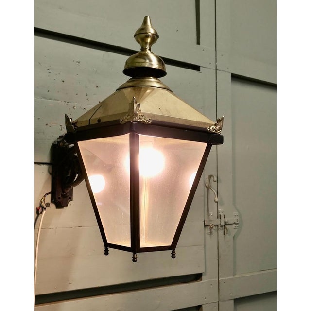 1960s Large Brass Wall Hung Lantern Wall Light, 1960s For Sale - Image 5 of 6