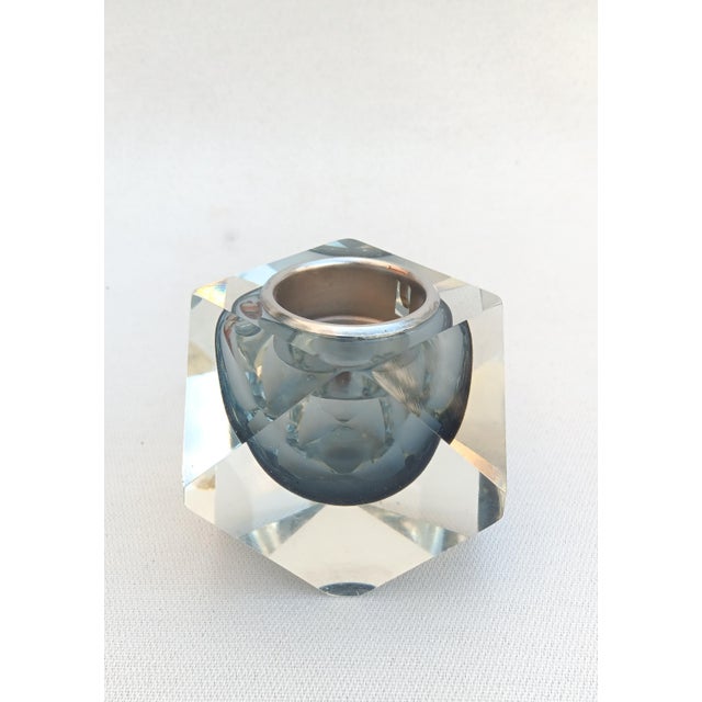 Italian Murano Faceted Sommerso Smoked Glass Candleholder, 1970s For Sale - Image 6 of 6